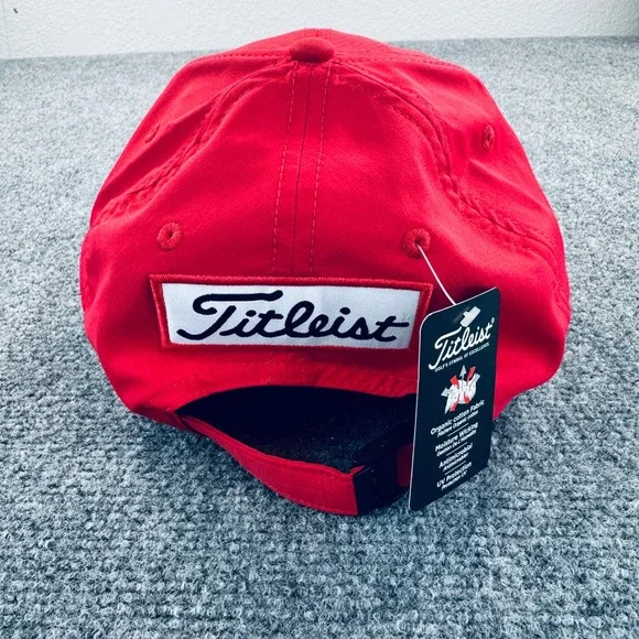 Titleist x Footjoy Mens Red Performance Golf Hat Pro V1 Adjustable Cap NEW - Picture 5 of 8